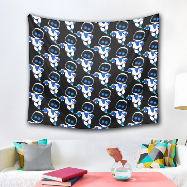 Astro Bot Cartoon Robots Pattern Tapestry