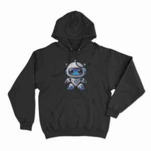 Astro Bot Cute Cartoon Robot Illustration Hoodie Black 3xl