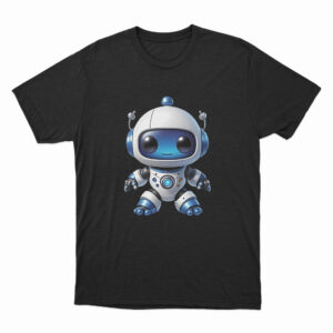 Astro Bot Cute Cartoon Robot Illustration T Shirt Black 3xl