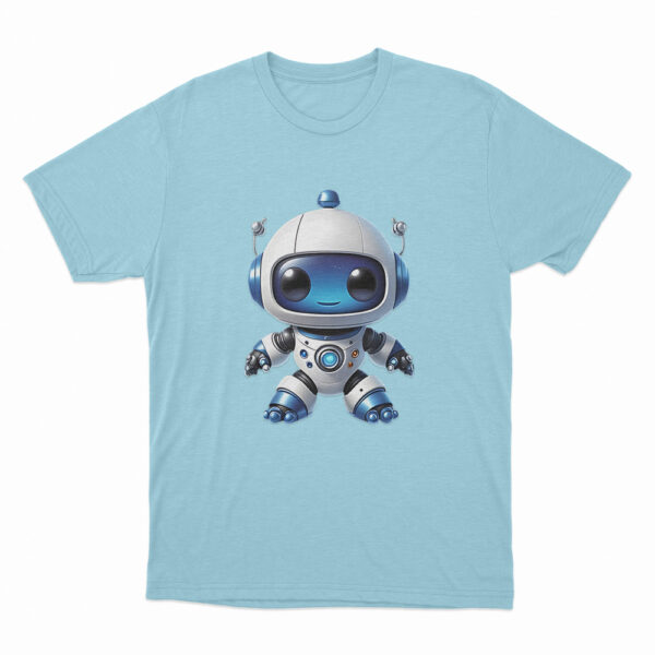 Astro Bot Cute Cartoon Robot Illustration T Shirt Sky Blue 3xl