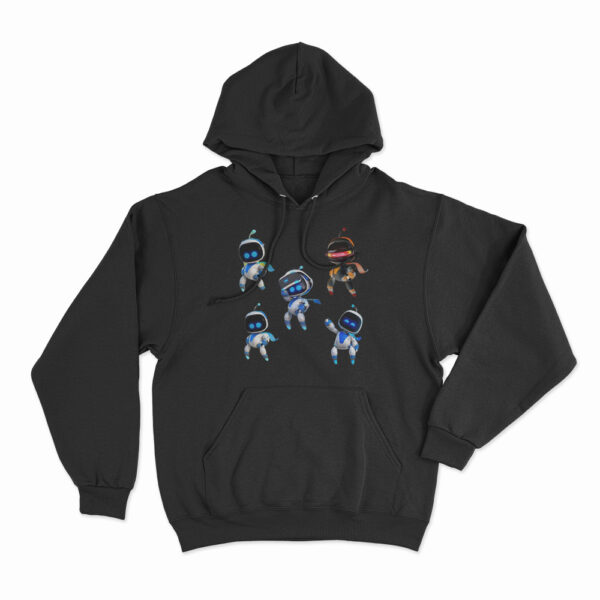 Astro Bot Five Cute Futuristic Robots Hoodie Black 3xl