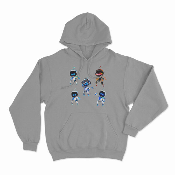 Astro Bot Five Cute Futuristic Robots Hoodie Grey 3xl