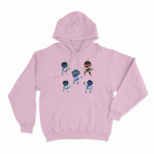 Astro Bot Five Cute Futuristic Robots Hoodie Pink 3xl