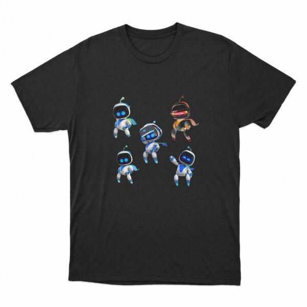 Astro Bot Five Cute Futuristic Robots T Shirt Black 3xl