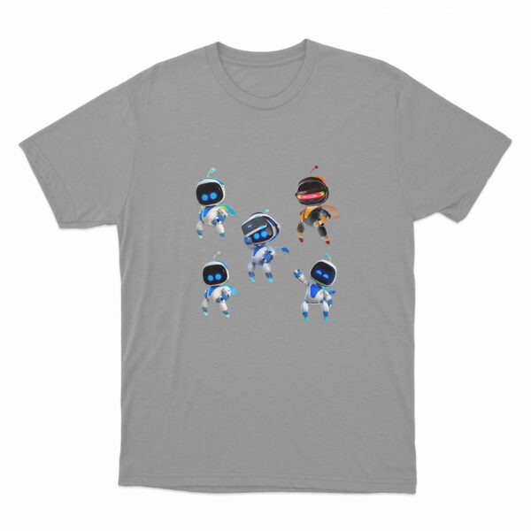 Astro Bot Five Cute Futuristic Robots T Shirt Grey 3xl