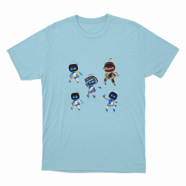 Astro Bot Five Cute Futuristic Robots T Shirt Sky Blue 3xl