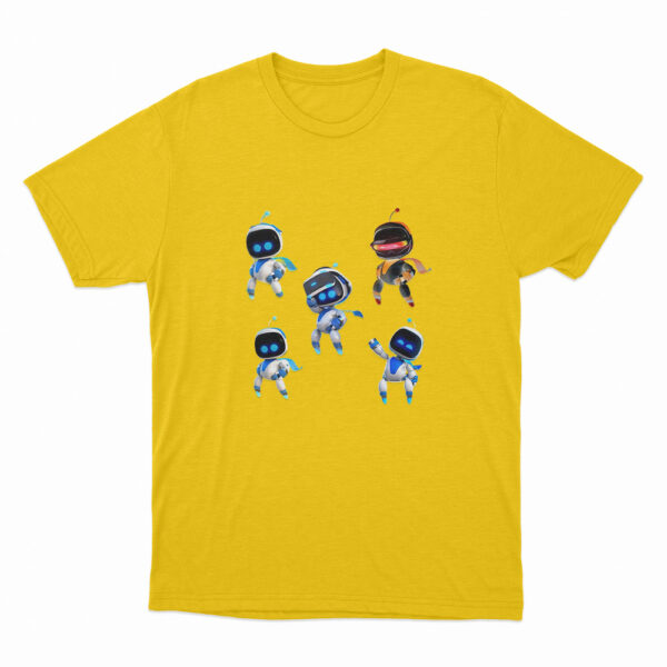 Astro Bot Five Cute Futuristic Robots T Shirt Yellow 3xl