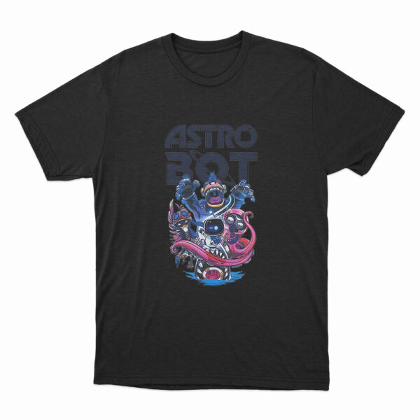 Astro Bot Game Characters Design T Shirt Black 3xl