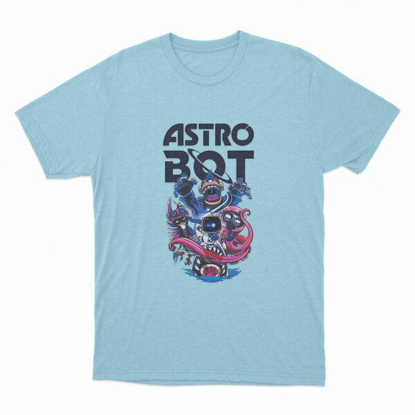 Astro Bot Game Characters Design T Shirt Sky Blue 3xl