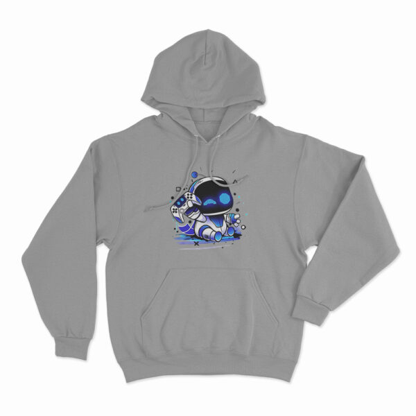 Astro Bot Holding Gaming Controller Hoodie Grey 3xl