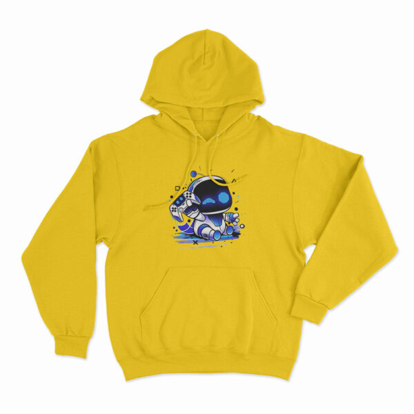 Astro Bot Holding Gaming Controller Hoodie Yellow 3xl