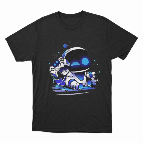 Astro Bot Holding Gaming Controller T Shirt Black 3xl