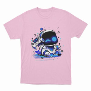 Astro Bot Holding Gaming Controller T Shirt Pink 3xl