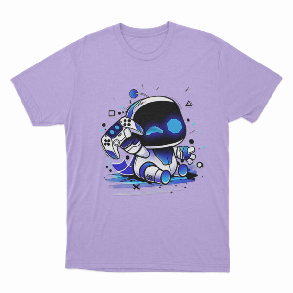 Astro Bot Holding Gaming Controller T Shirt Purple 3xl