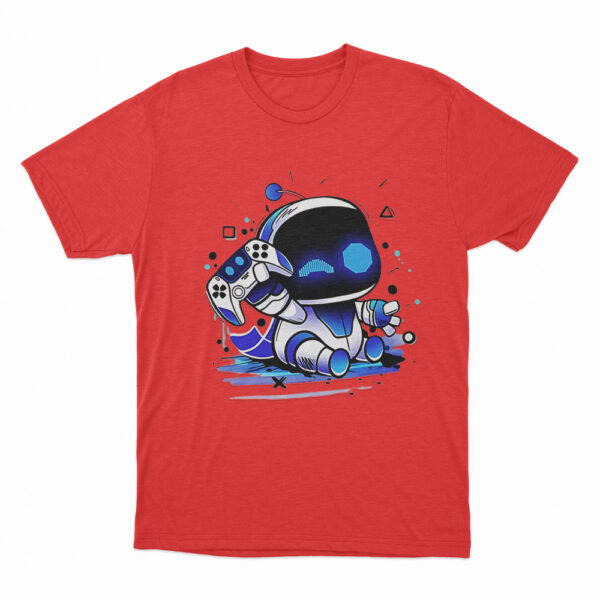 Astro Bot Holding Gaming Controller T Shirt Red 3xl