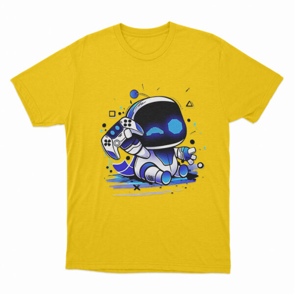 Astro Bot Holding Gaming Controller T Shirt Yellow 3xl