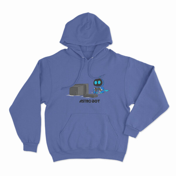 Astro Bot Playing Video Game Hoodie Blue 3xl