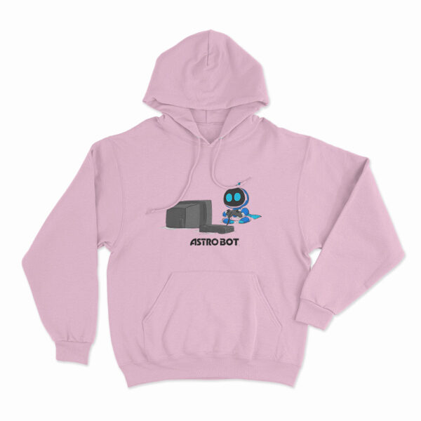 Astro Bot Playing Video Game Hoodie Pink 3xl