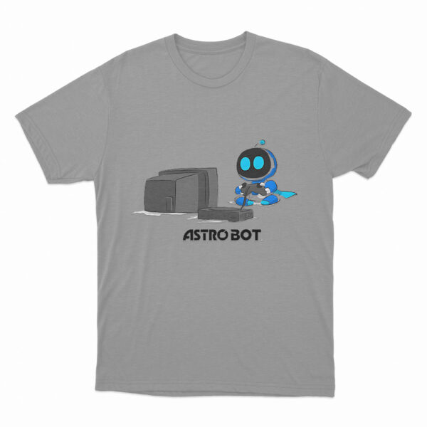 Astro Bot Playing Video Game T Shirt Grey 3xl