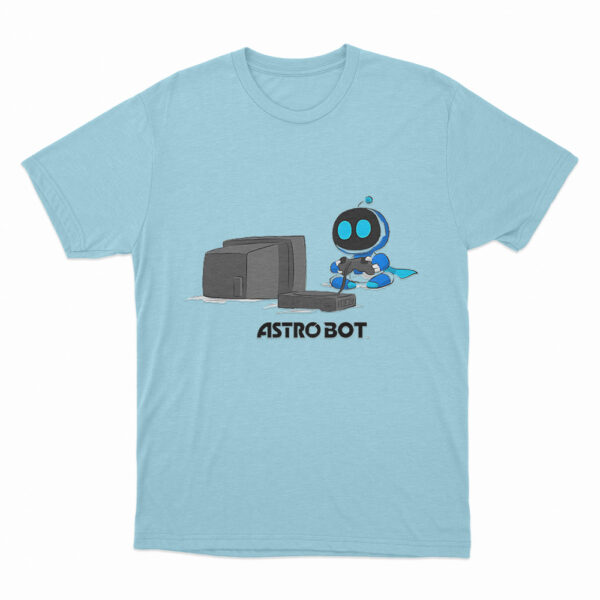 Astro Bot Playing Video Game T Shirt Sky Blue 3xl