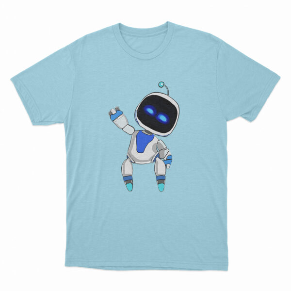 Astro Bot Small Waving Cartoon T Shirt Sky Blue 3xl