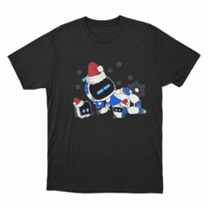 Astro Bot Wearing Santa Hats T Shirt Black 3xl