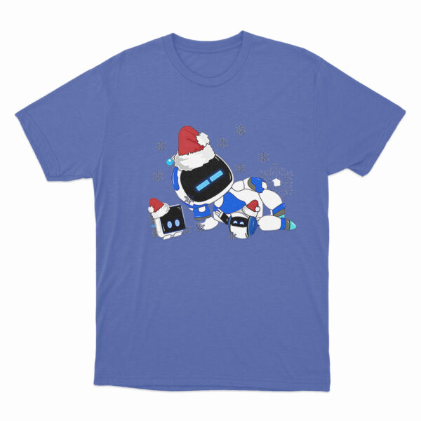 Astro Bot Wearing Santa Hats T Shirt Blue 3xl