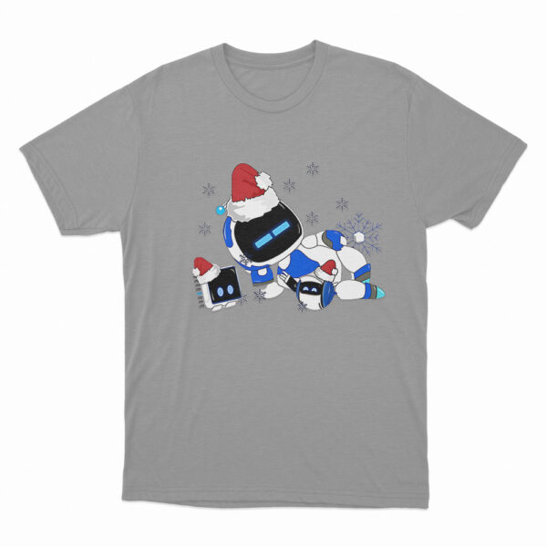 Astro Bot Wearing Santa Hats T Shirt Grey 3xl