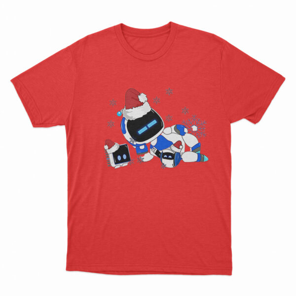 Astro Bot Wearing Santa Hats T Shirt Red 3xl