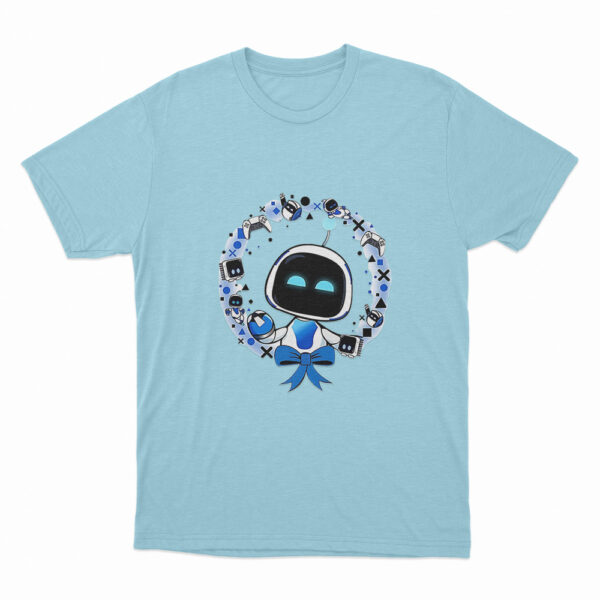 Astro Bot With Gaming Accessories T Shirt Sky Blue 3xl