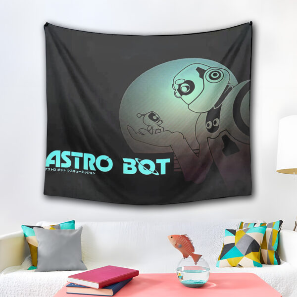 Robots With Astro Bot Logo Tapestry